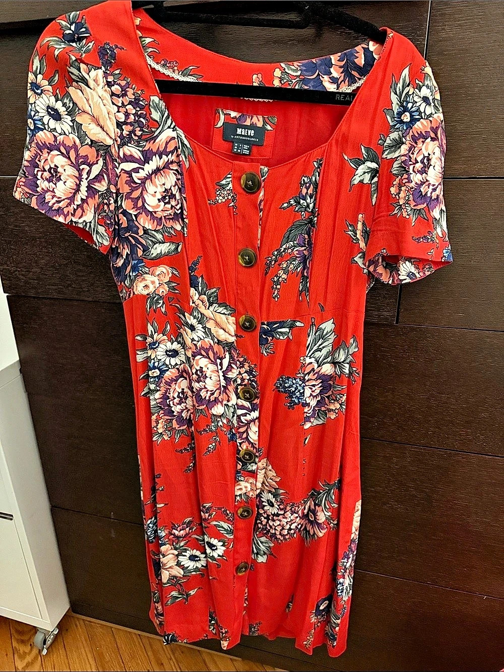 Maeve by Anthropologie dress Floral Midi Dress in Red Size 4 Like New
